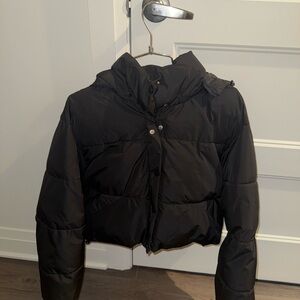 Zara Charcoal Puffer Coat Cropped